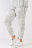 Plus Tie-dye Bleached Effect High Waist Comfy Jogger Pants