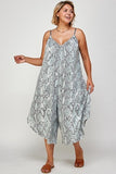 Plus Size Snakeskin Cropped Wide Leg Jumpsuit