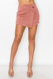 Button-accented Asymmetrical Mini Skort