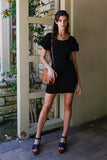 Knit Short Balloon Sleeve Bodycon Mini Dress