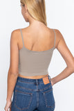 Round Neck W/removable Bra Cup Cotton Spandex Bra Top