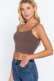 Round Neck W/removable Bra Cup Cotton Spandex Bra Top