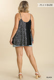 Linen Blend Mixed Animal Print Adjustable Spaghetti Strap Top